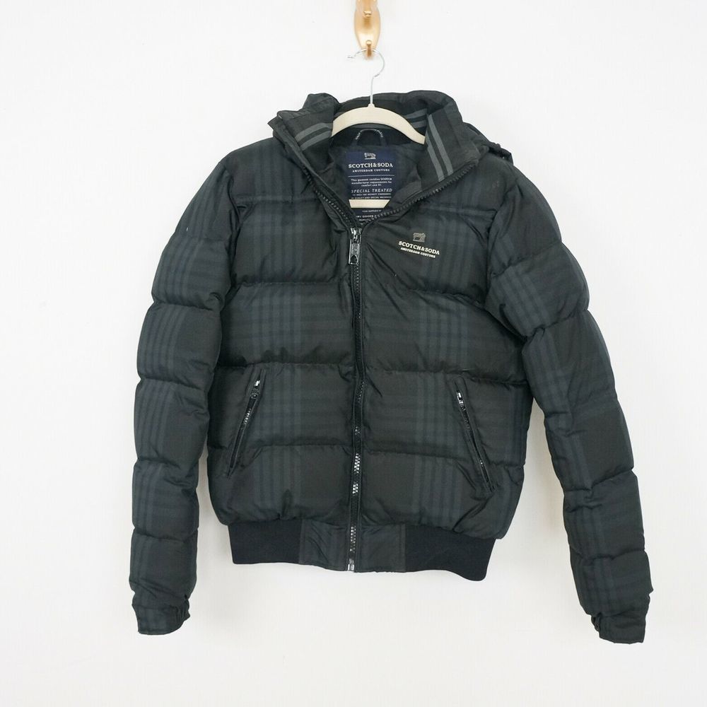 Scotch & Soda Down Puffer Jacket Black Plaid